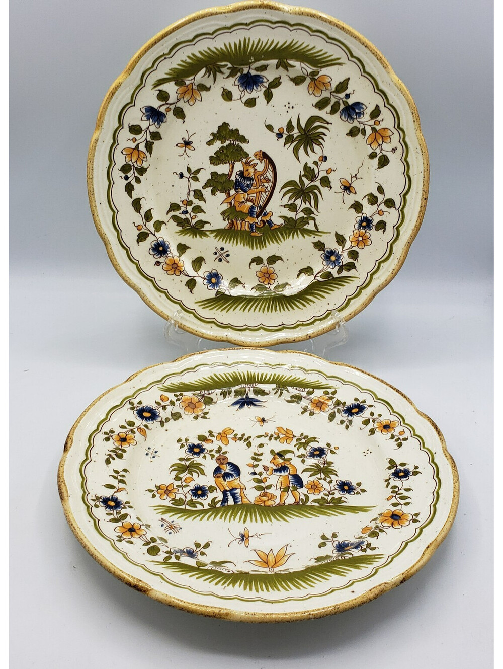 Vintage Primula Reproduction Vieux Moustiers Dinner Plates QTY 2 Italy 10"